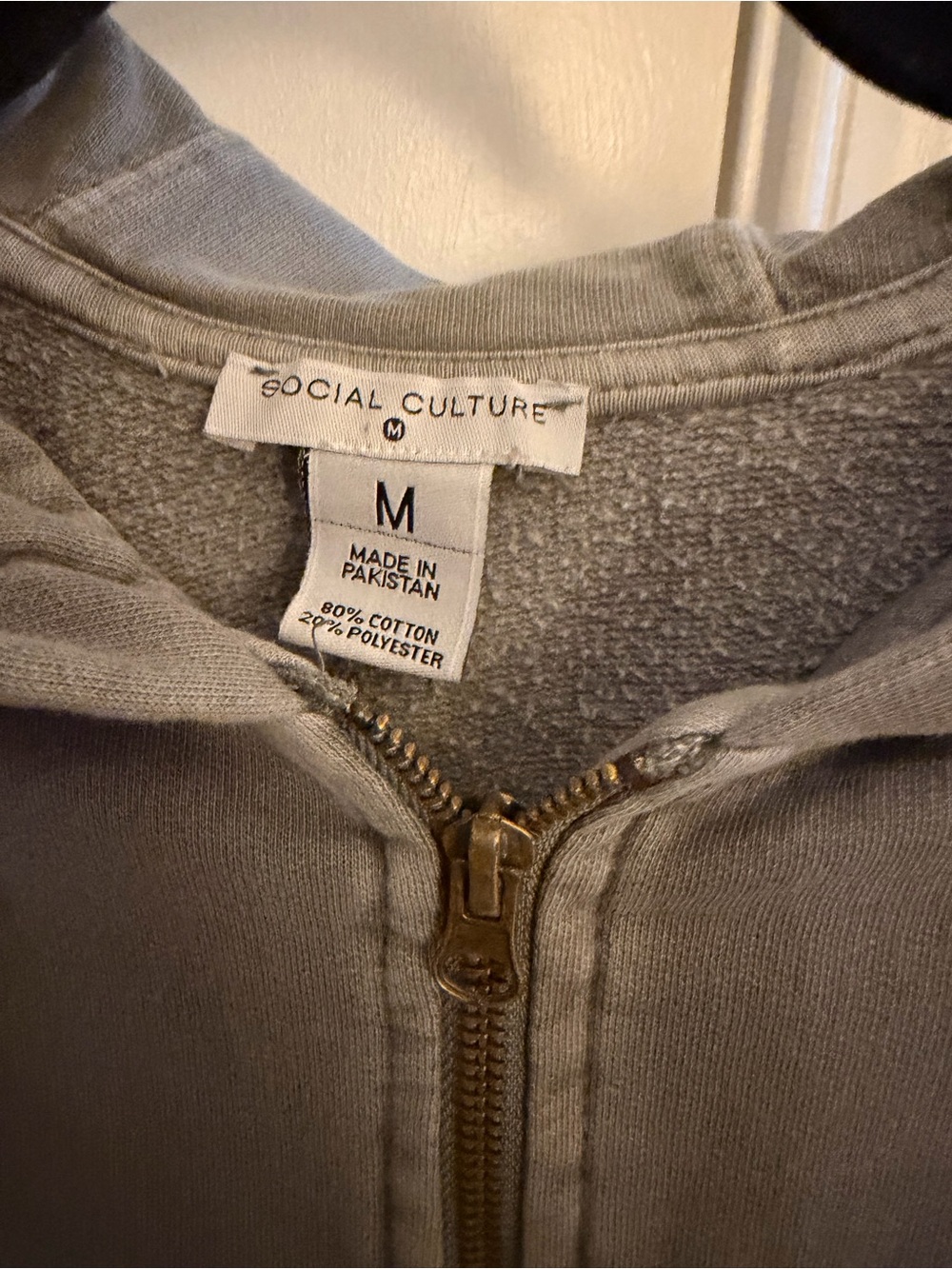 Washed Gray Cropped Zip Hoodie Jacket - Picture 3 of 5